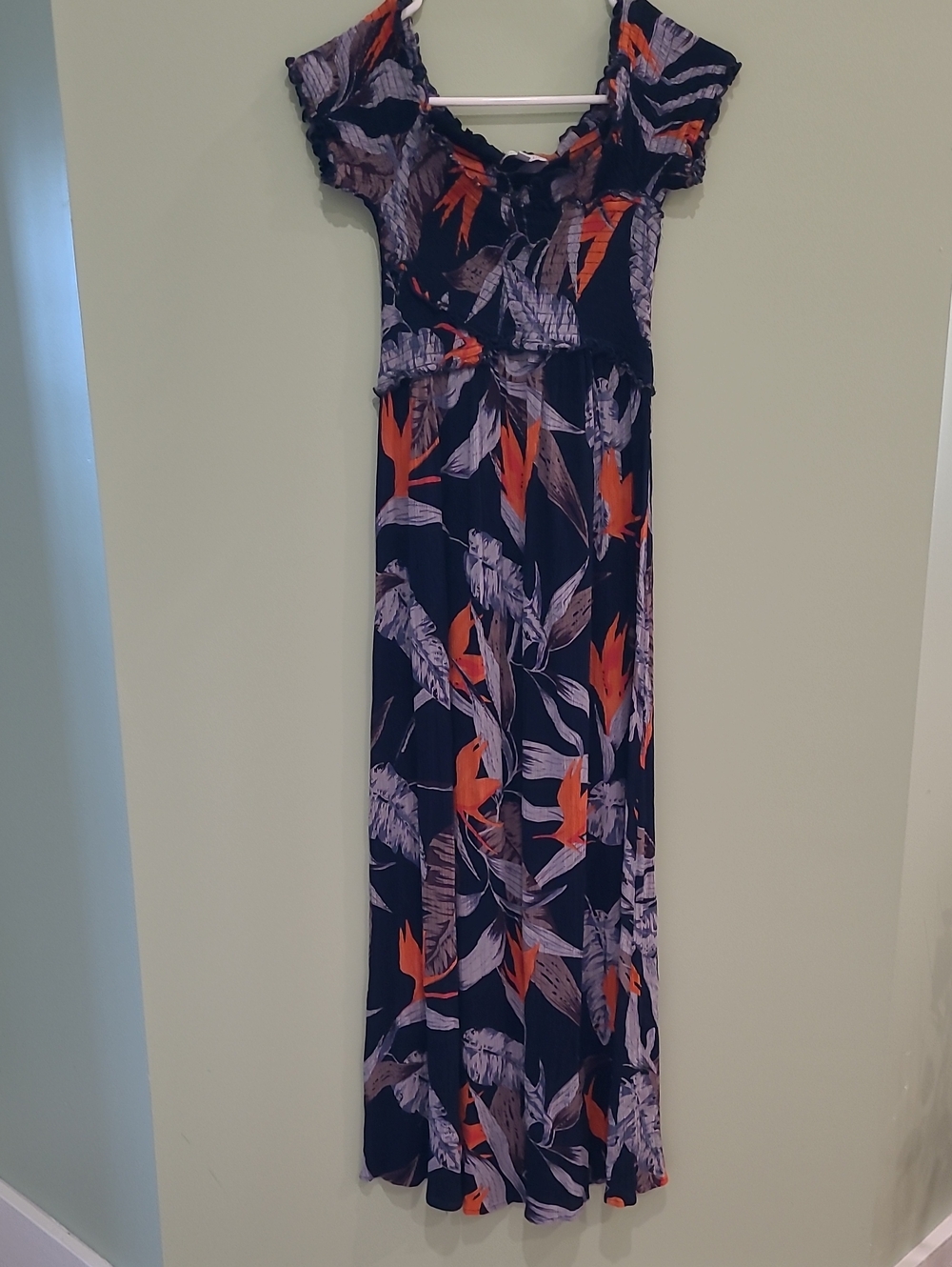 Patrons of Peace Navy Maxi Dress with Orange & Purple Floral Print